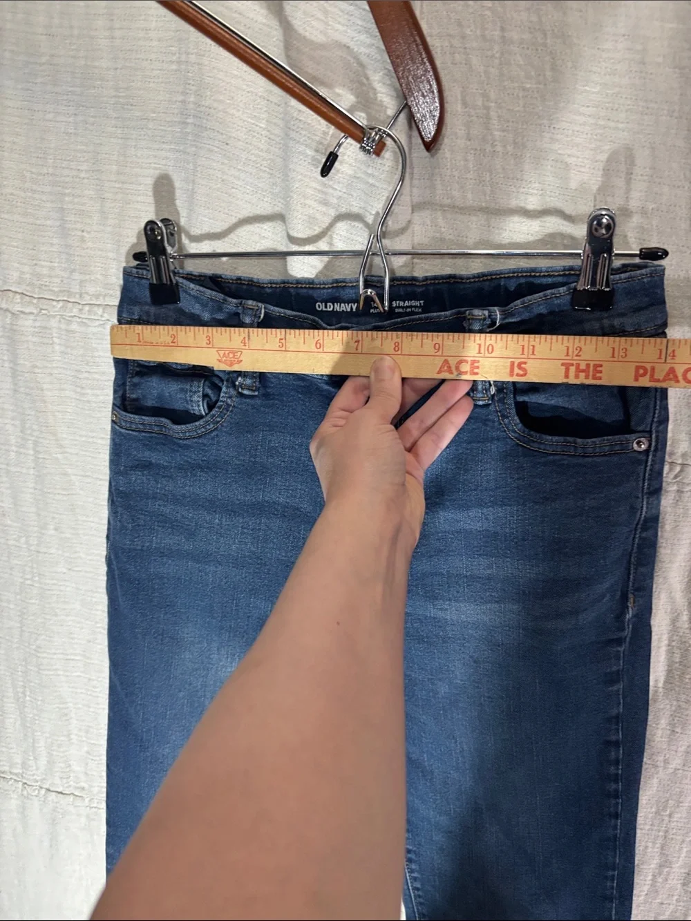 Old Navy Boys/Teens Deep Indigo Straight-Leg Jeans Adjustable Waist 14 Plus